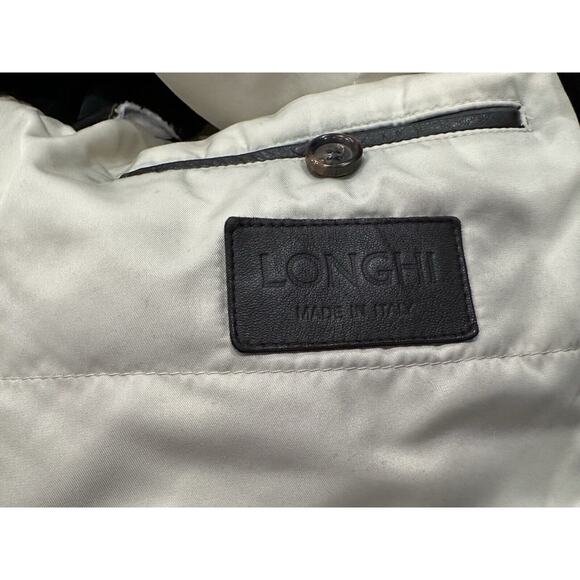 Longhi Men's Brown Coat Full Zip Coat Leather Trim EU 50 - Picture 7 of 11